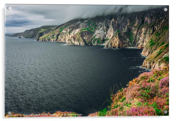 Glancing Down At Slieve League Cliffs Acrylic by Alan Campbell