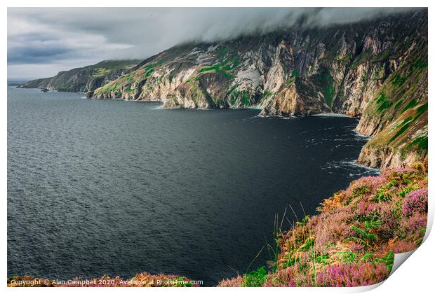 Glancing Down At Slieve League Cliffs Print by Alan Campbell