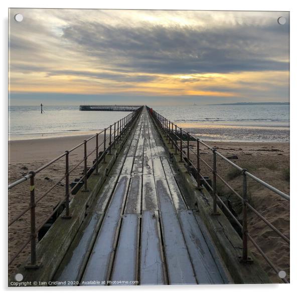 A pier heading out to sea Acrylic by Iain Cridland