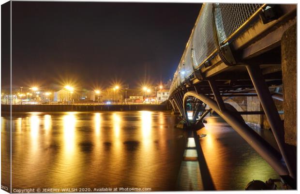  Bann Bridge at night in Coleraine  Canvas Print by JEREMY WALSH