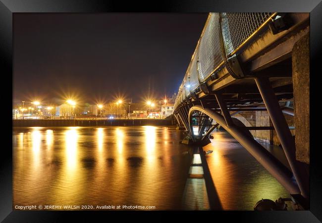  Bann Bridge at night in Coleraine  Framed Print by JEREMY WALSH
