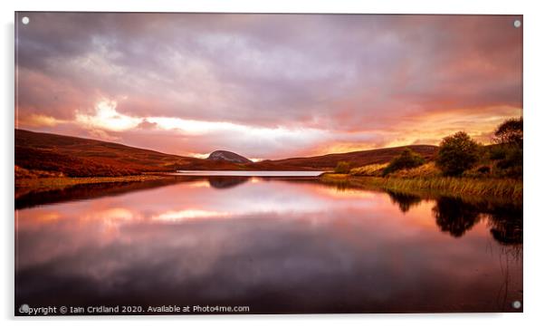 Sunrise over a loch Acrylic by Iain Cridland
