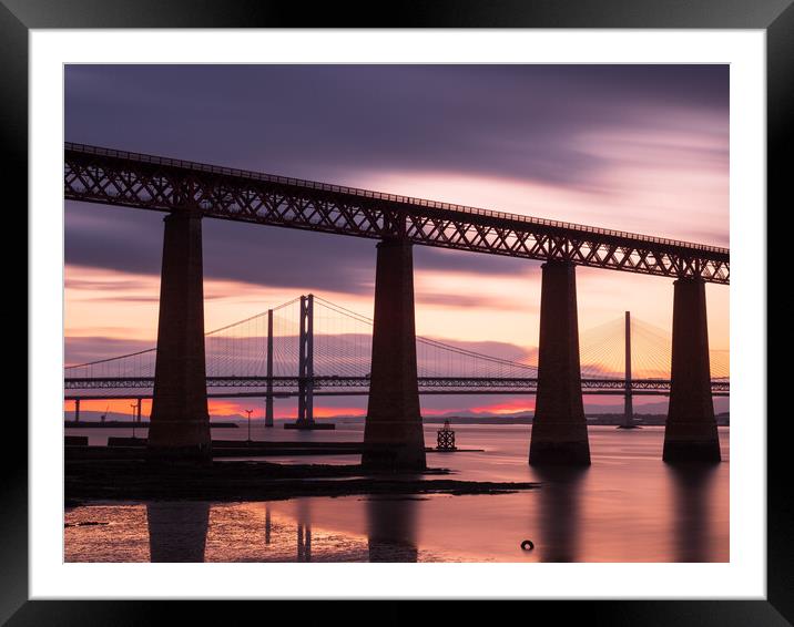 The Forth Bridges. Framed Mounted Print by Tommy Dickson
