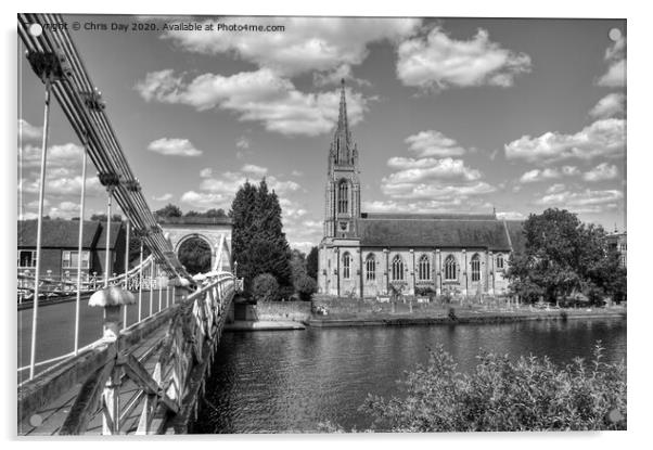 Marlow Bridge and All Saints Acrylic by Chris Day