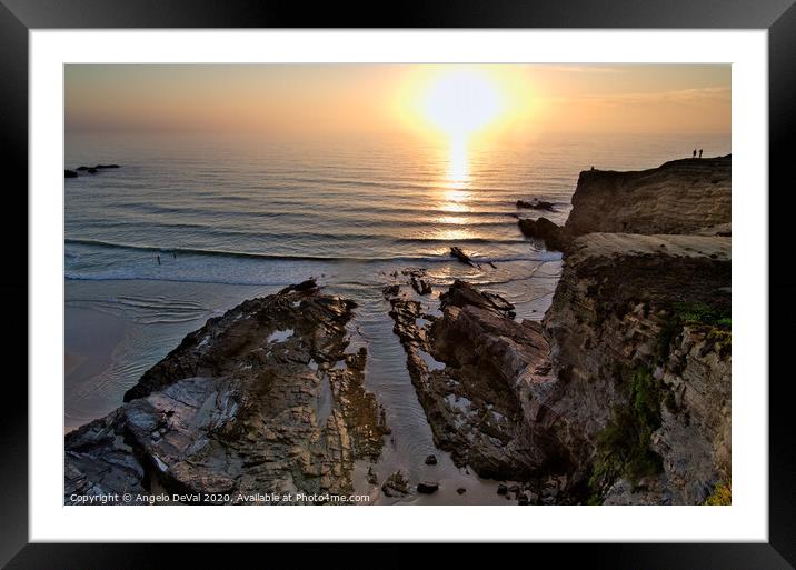 Sunset and Cliffs in Zambujeira do Mar Framed Mounted Print by Angelo DeVal