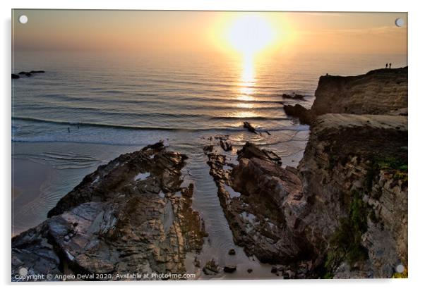 Sunset and Cliffs in Zambujeira do Mar Acrylic by Angelo DeVal