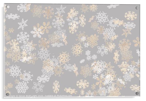 Falling snowflakes pattern on grey background Acrylic by Simon Bratt LRPS