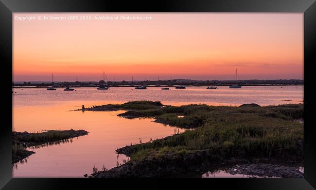 Sunset over Mersea Island Framed Print by Jo Sowden