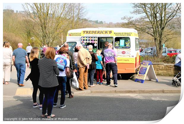 Queuing for Ice cream at Bakewell in Derbyshire.  Print by john hill