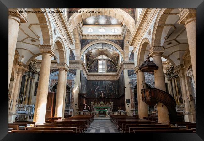 Interior of Gallipoli Cathedral in Puglia, Italy Framed Print by Angus McComiskey