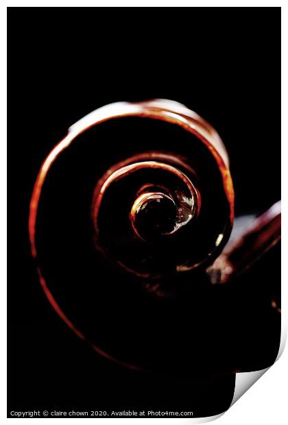 Violin Scroll Print by claire chown