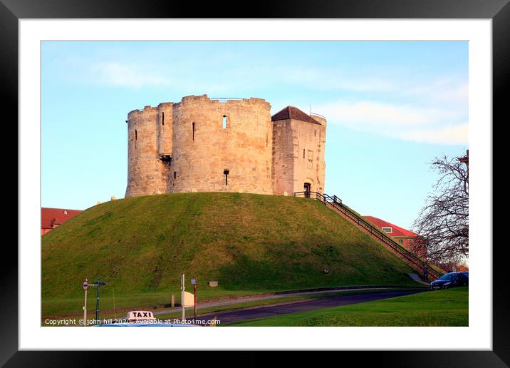 Clifford's tower of York castle in Yorkshire.  Framed Mounted Print by john hill