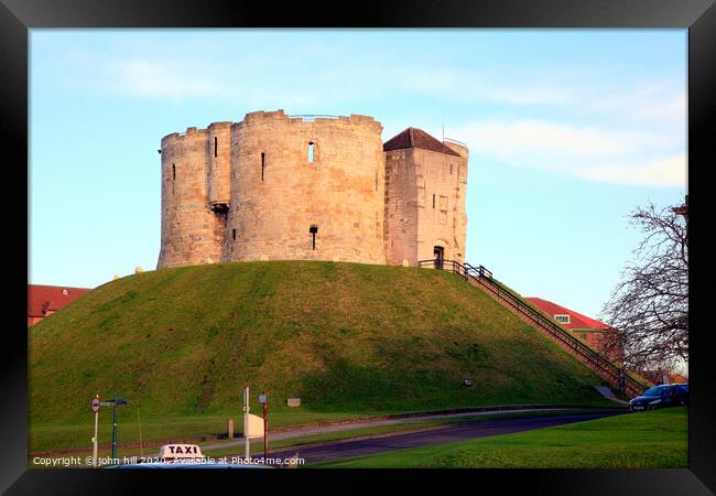 Clifford's tower of York castle in Yorkshire.  Framed Print by john hill