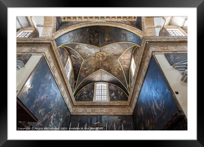 Ornate ceiling of Gallipoli Cathedral in Puglia Framed Mounted Print by Angus McComiskey