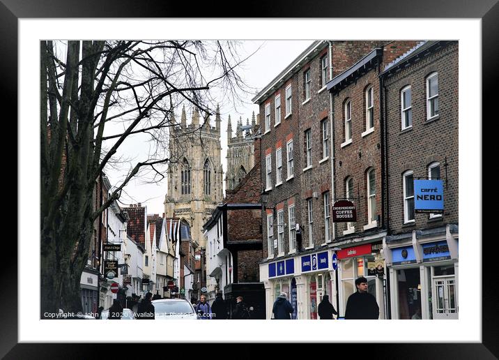 Low Petergate and cathedral towers at York in Yorkshire. Framed Mounted Print by john hill