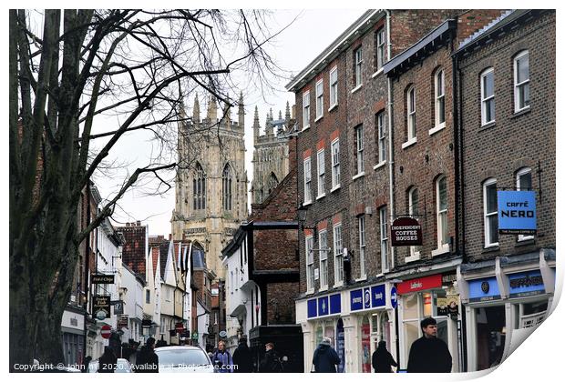 Low Petergate and cathedral towers at York in Yorkshire. Print by john hill