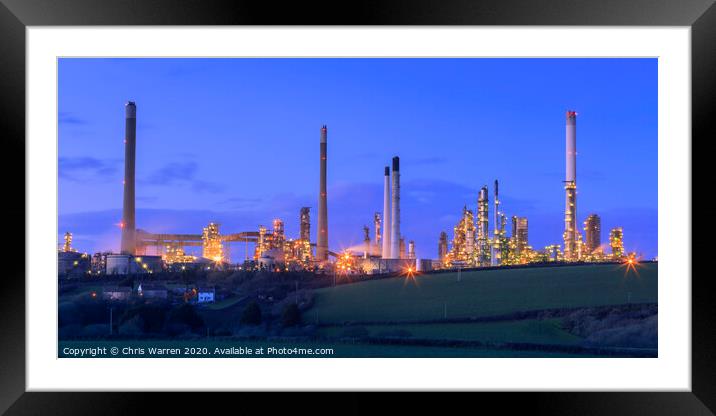 Oil Refinery at twilight Framed Mounted Print by Chris Warren