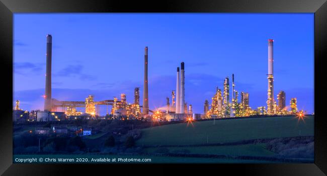 Oil Refinery at twilight Framed Print by Chris Warren
