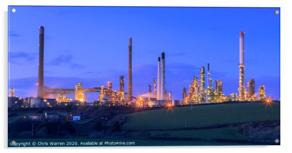 Oil Refinery at twilight Acrylic by Chris Warren