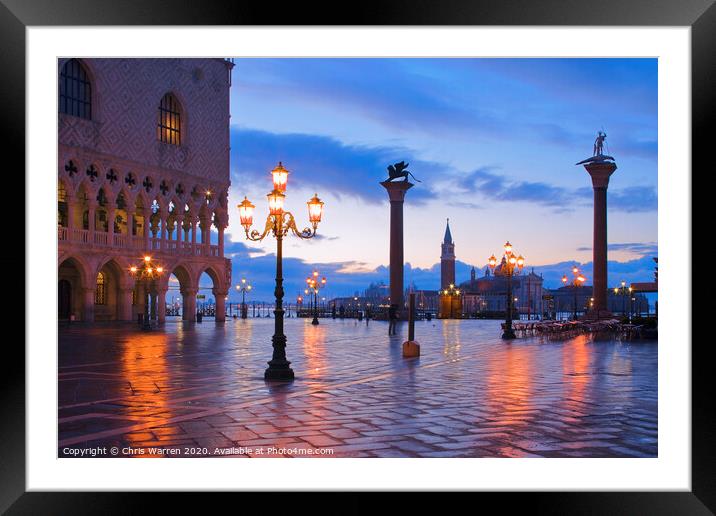 St Marks Square Venice Italy at twilight Framed Mounted Print by Chris Warren
