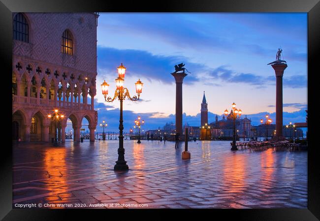 St Marks Square Venice Italy at twilight Framed Print by Chris Warren