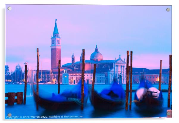 Gondolas with San Giorgio Maggiore St Marks Square Acrylic by Chris Warren