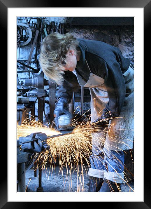 A Woman & an Axle Grinder!! Framed Mounted Print by Sandi-Cockayne ADPS