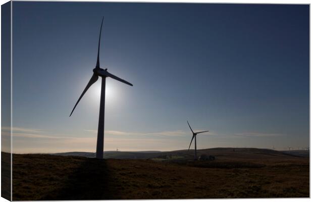 Wind turbines in Wales Canvas Print by Leighton Collins