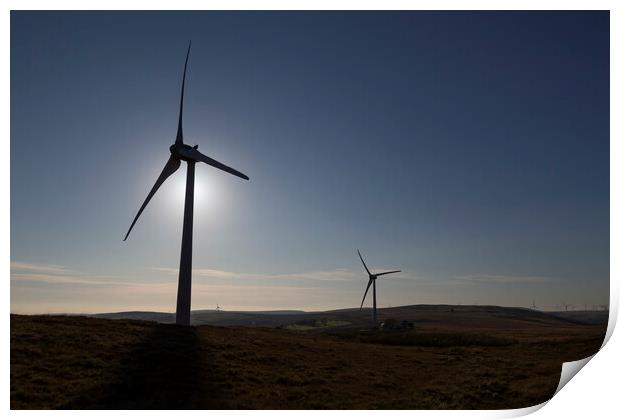 Wind turbines in Wales Print by Leighton Collins