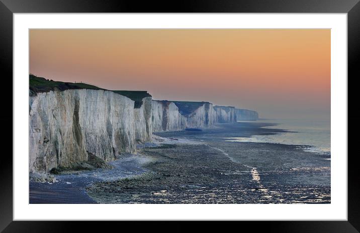 White Cliffs at Sunset Framed Mounted Print by Arterra 