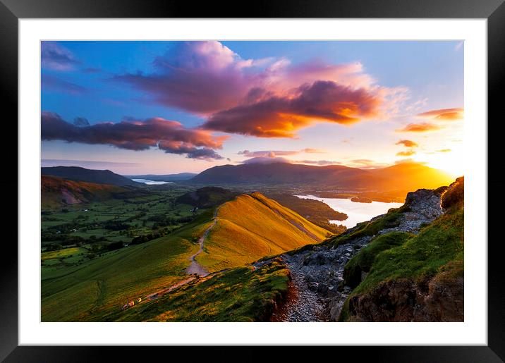 Mountain sunrise. Lake District National park Framed Mounted Print by John Finney