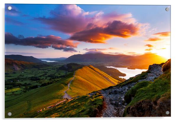 Mountain sunrise. Lake District National park Acrylic by John Finney