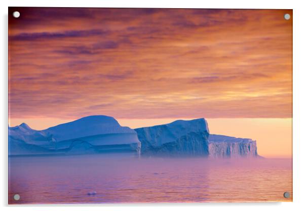 Kangia Icefjord at Sunset in Greenland Acrylic by Arterra 