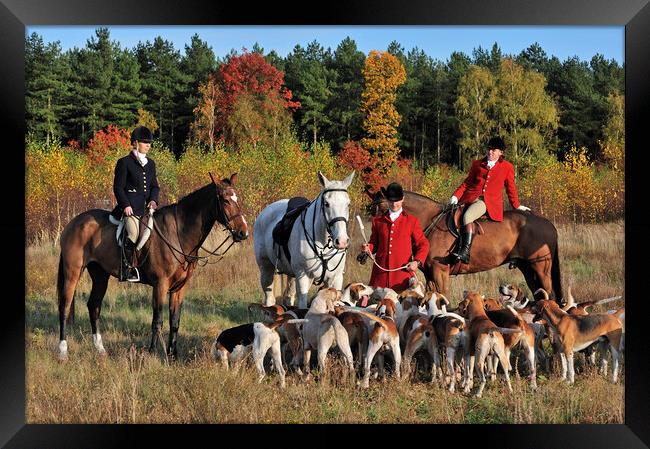 Hunters and Hounds in Autumn Framed Print by Arterra 