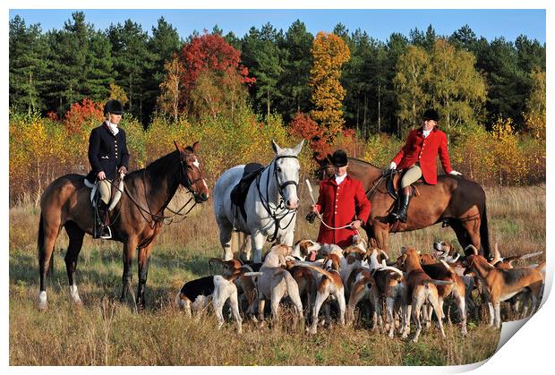Hunters and Hounds in Autumn Print by Arterra 