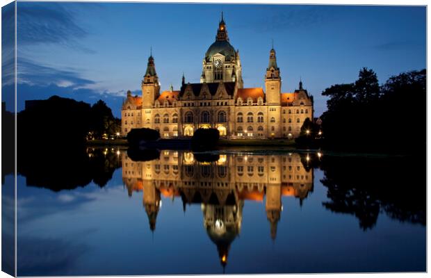 Neues Rathaus in Hannover at Night Canvas Print by Arterra 