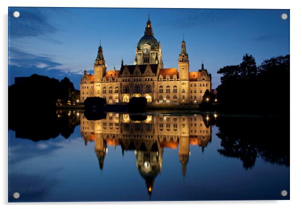 Neues Rathaus in Hannover at Night Acrylic by Arterra 