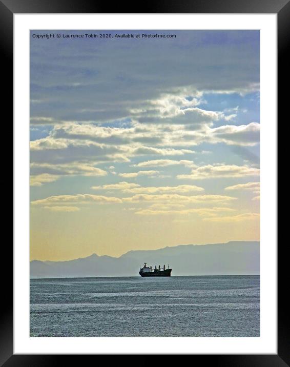 Red Sea Tanker at sunset Framed Mounted Print by Laurence Tobin