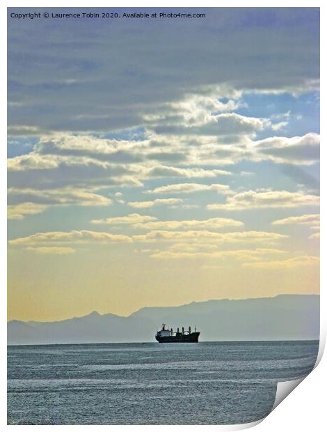 Red Sea Tanker at sunset Print by Laurence Tobin