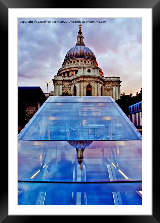 St PaulsCathedral  Reflected Framed Mounted Print by Laurence Tobin