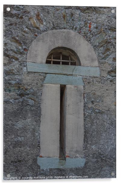 a slit  with security grating of an ancient castle Acrylic by susanna mattioda
