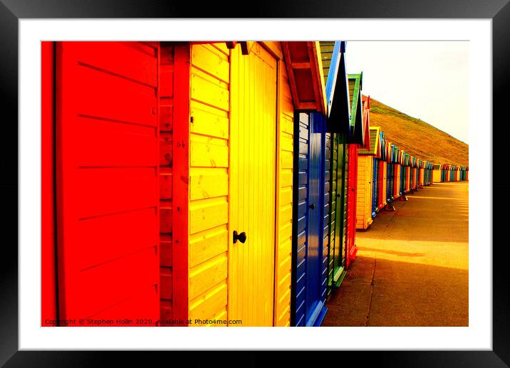 Beach Huts Framed Mounted Print by Stephen Hollin