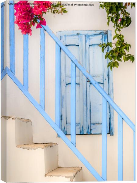 Greek Architecture, Folegandros Canvas Print by Jo Sowden