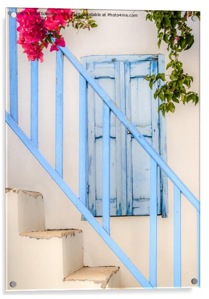 Greek Architecture, Folegandros Acrylic by Jo Sowden