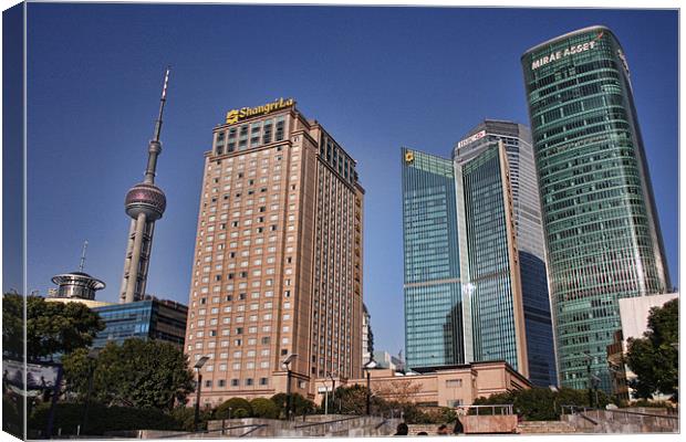 Shangri-La and Pearl Tower, Pudong, Shanghai Canvas Print by Phil Hall