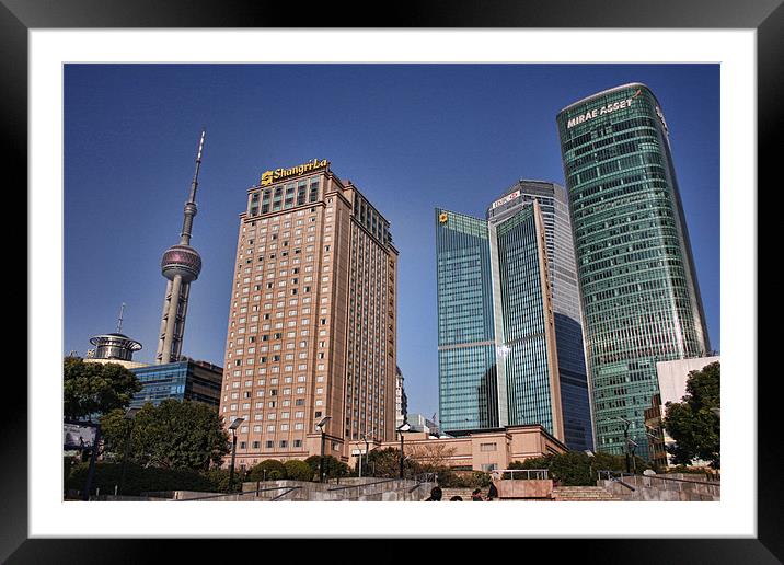Shangri-La and Pearl Tower, Pudong, Shanghai Framed Mounted Print by Phil Hall