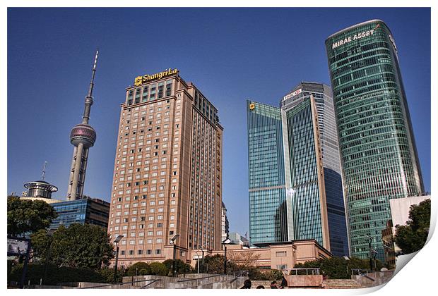 Shangri-La and Pearl Tower, Pudong, Shanghai Print by Phil Hall