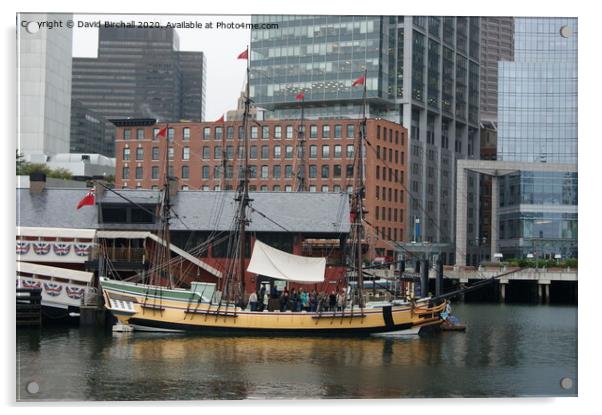 Boston Tea Party ship and museum. Acrylic by David Birchall