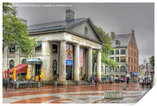 Quincy Market Boston on a wet day. Print by David Birchall