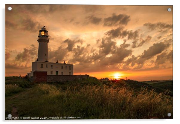 Sunset Flamborough lighthouse Acrylic by Geoff Walker